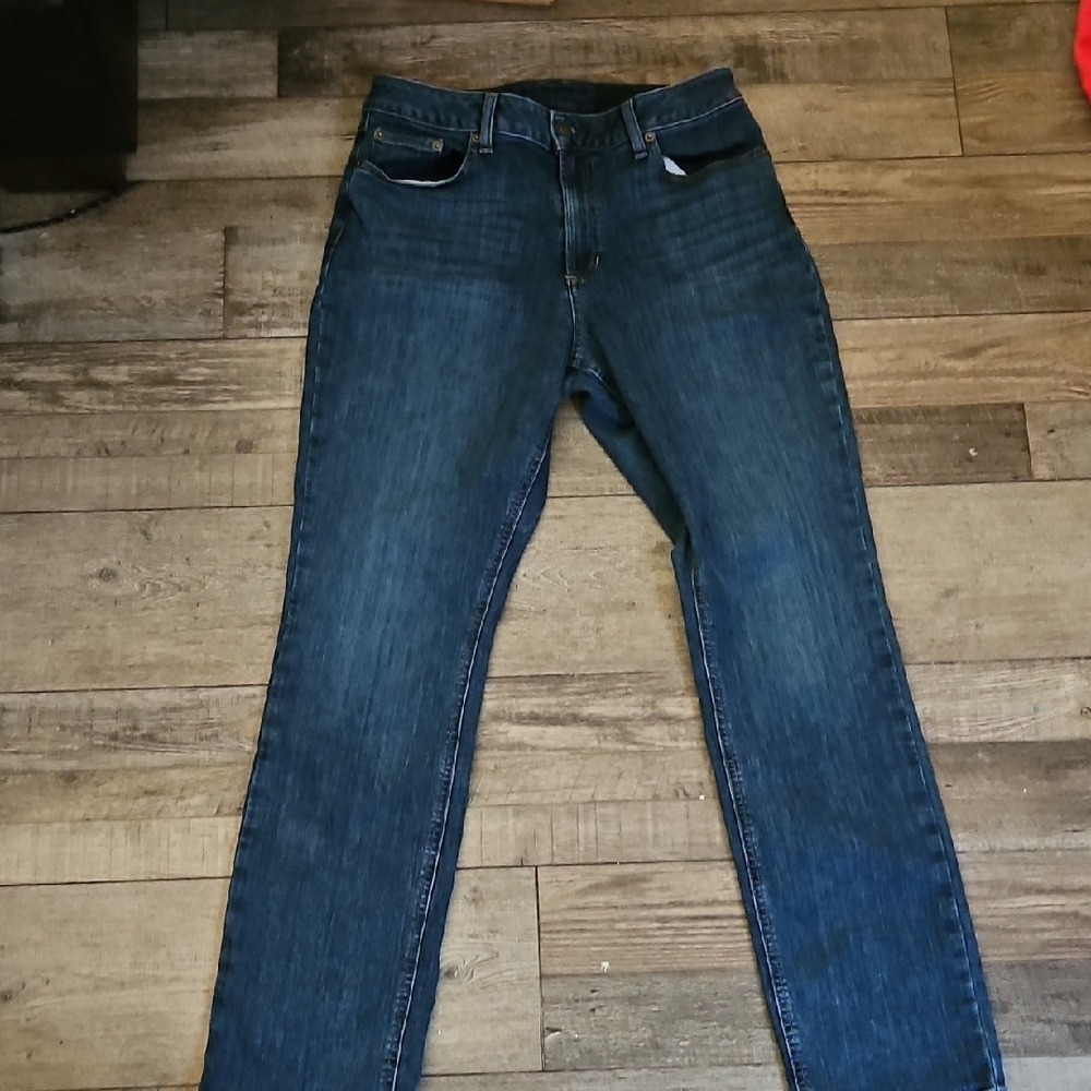 Blue Straight-Leg Jeans with Medium-Dark Wash. L.L. Bean Size 12